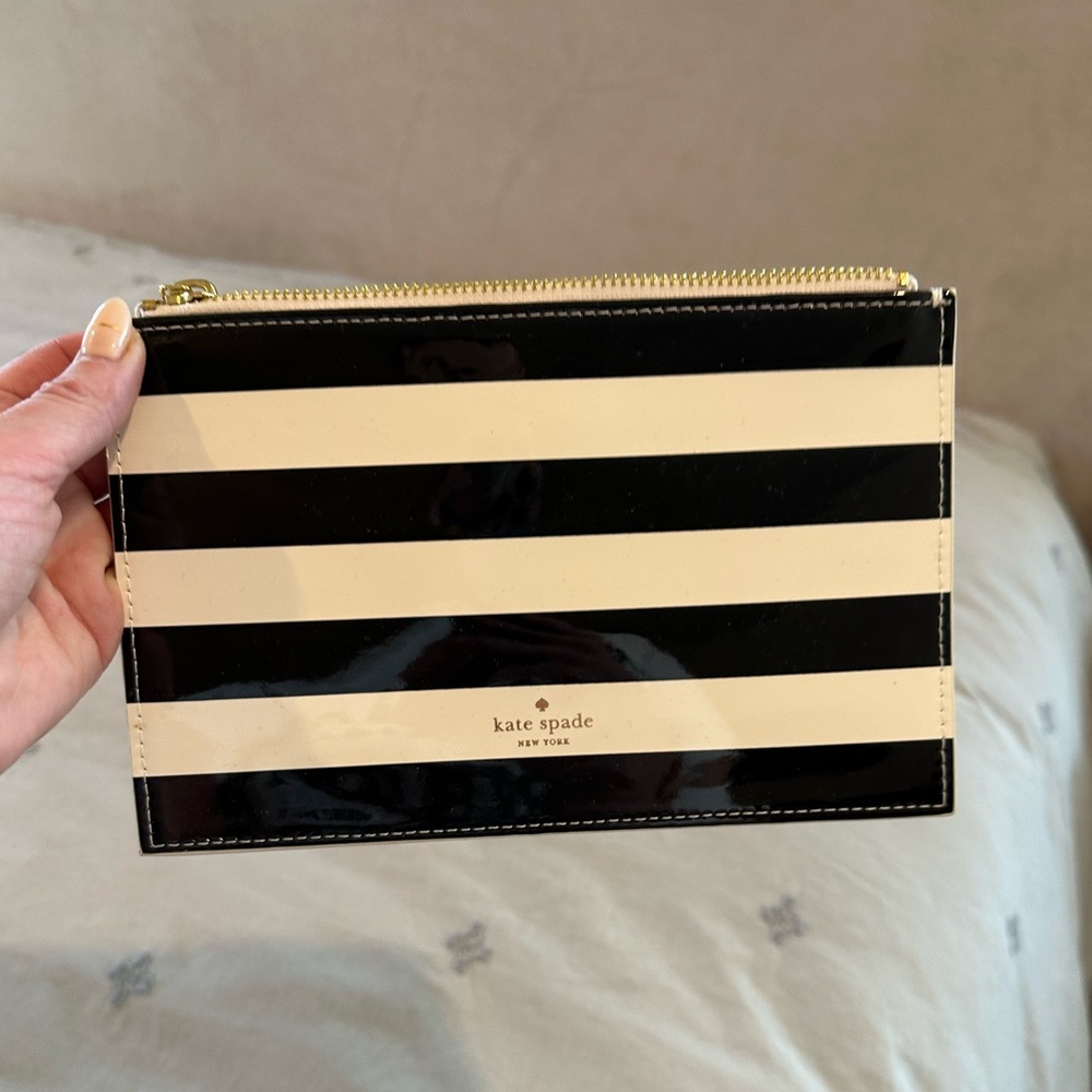 Kate Spade Patent striped pouch